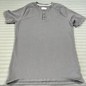 Tailored Athlete Shirt Mens Large Gray Everyday Henley Short Sleeve Stretch